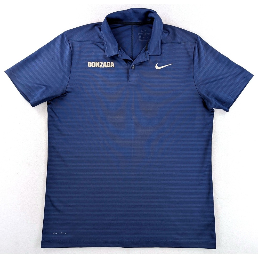 Nike Gonzaga Bulldogs Dri-FIT Striped Polo Shirt Mens M Navy Blue NCAA